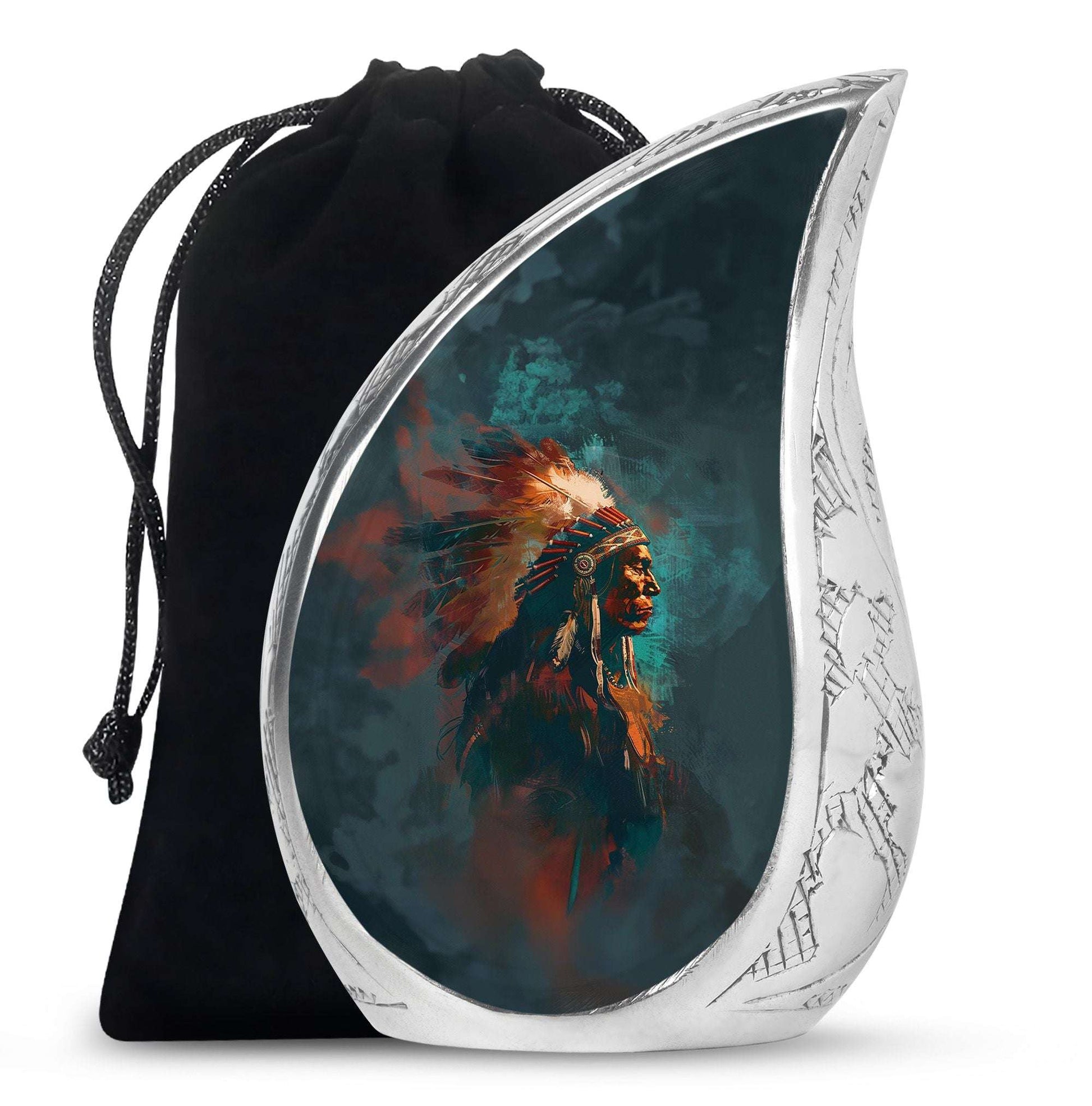 Tribe Man Theme Large Urn 10 Inch