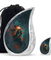 Tribe Man Theme Large Urn With 1 Keepsake Urn