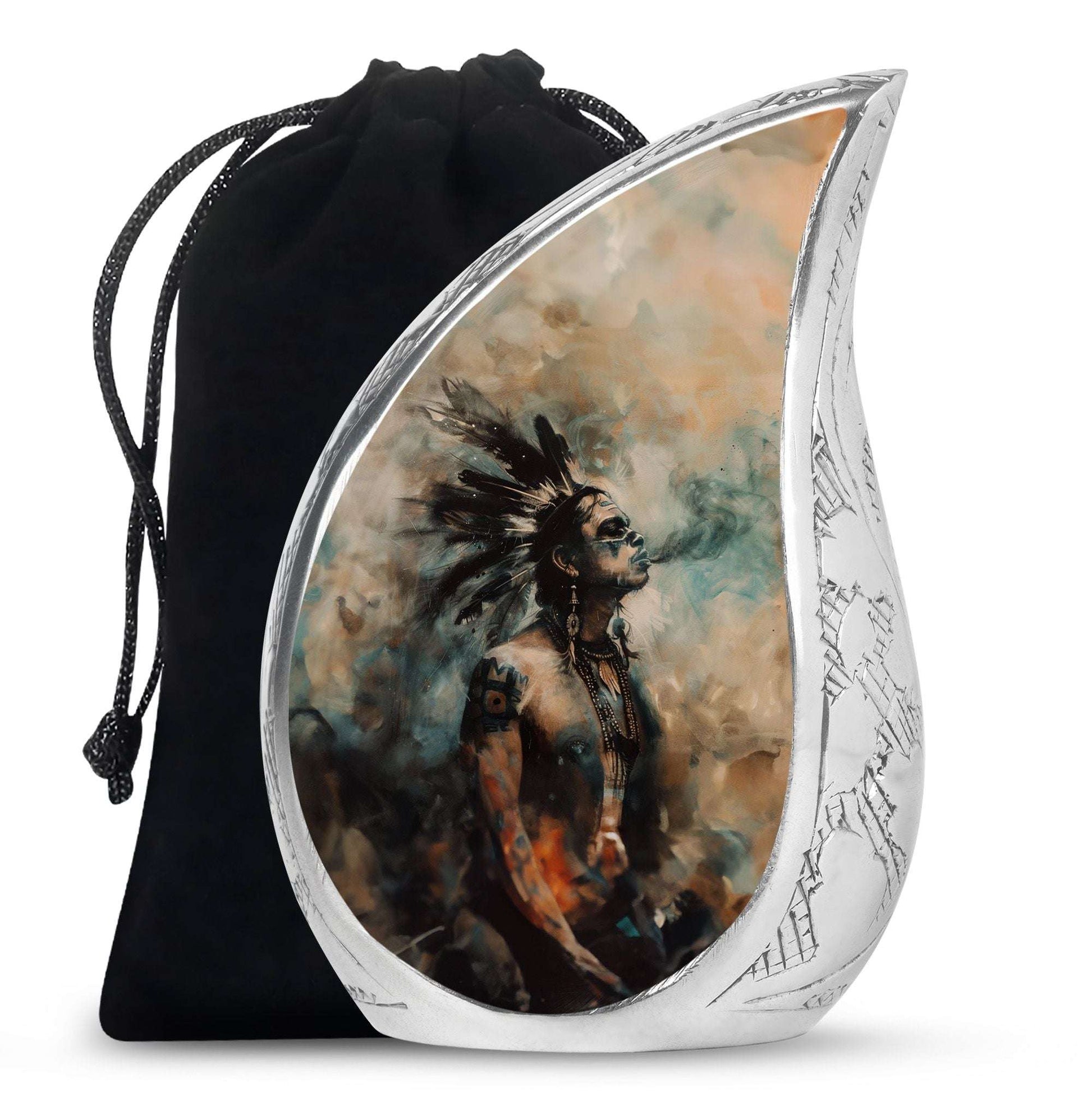 Tribe Man Theme Large Urn 10 Inch