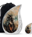 Tribe Man Theme Large Urn With 1 Keepsake Urn