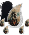 Tribe Man Theme Large Urn With 4 Keepsake Urn