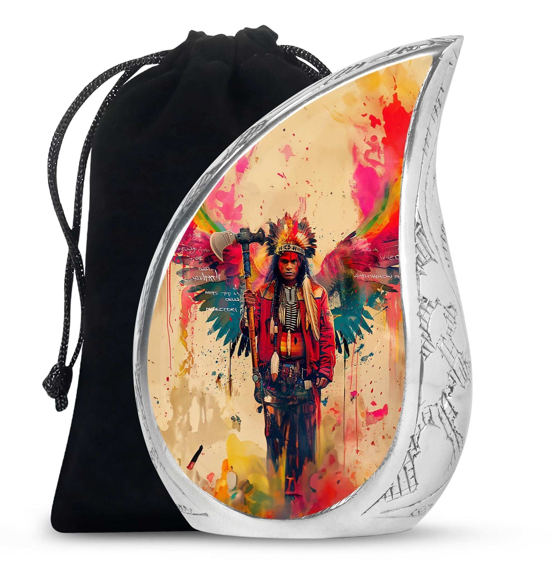 Tribe Man Theme Large Urn 10 Inch