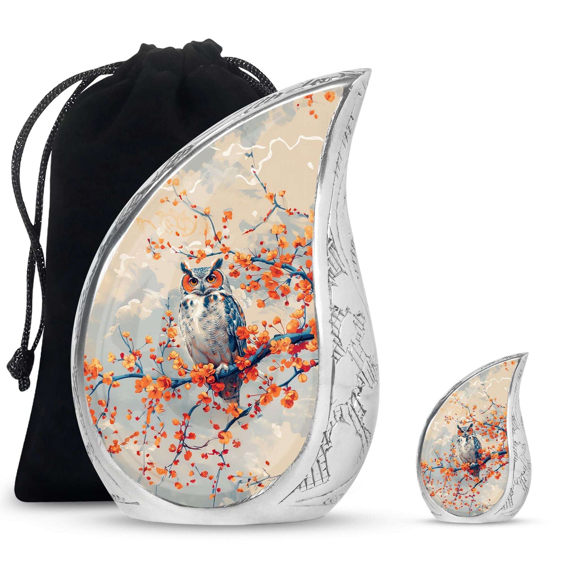 Owl Theme Large Urn With 1 Keepsake Urn