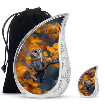 Owl Theme Large Urn With 1 Keepsake Urn