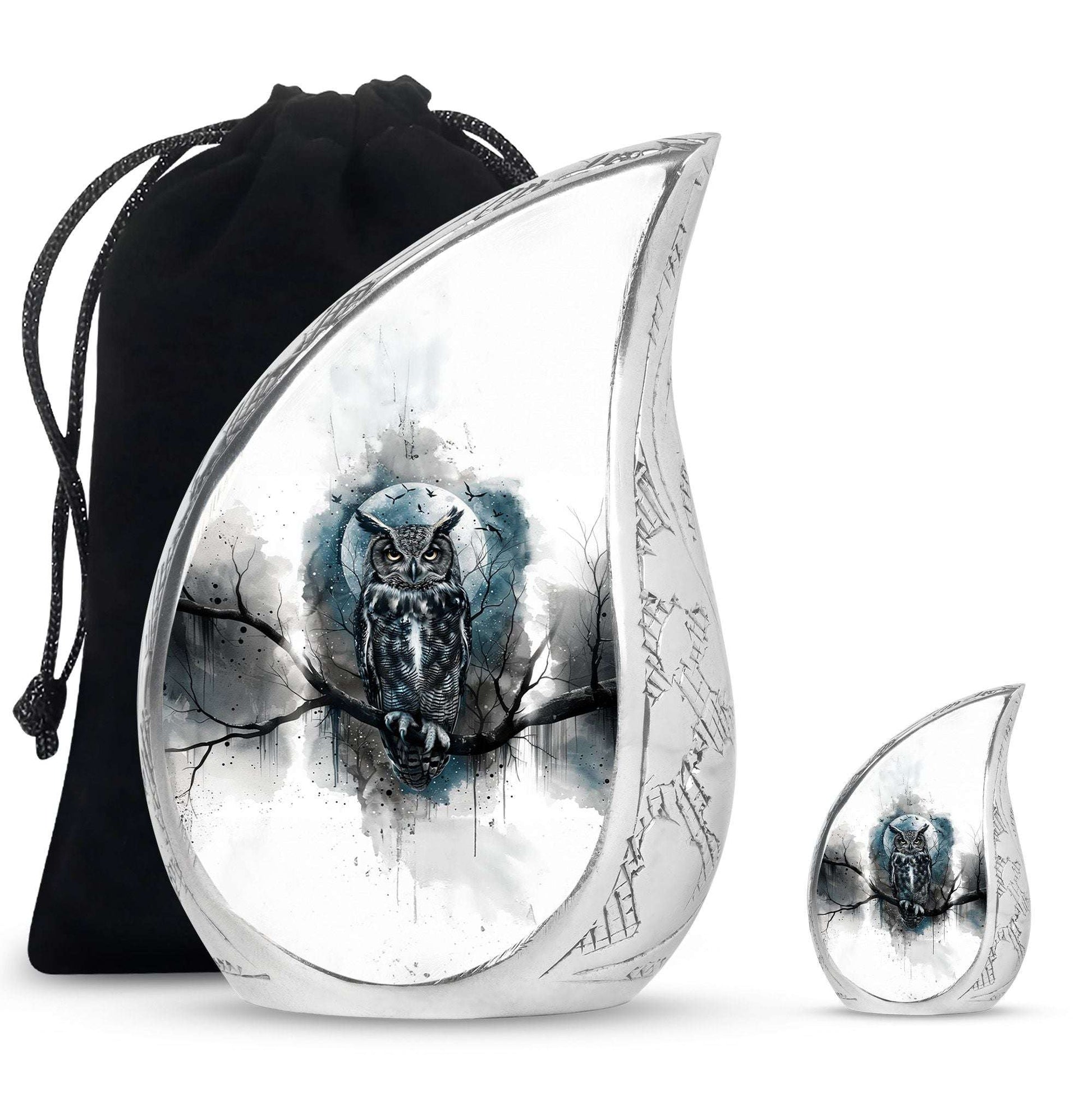 Owl Theme Large Urn With 1 Keepsake Urn
