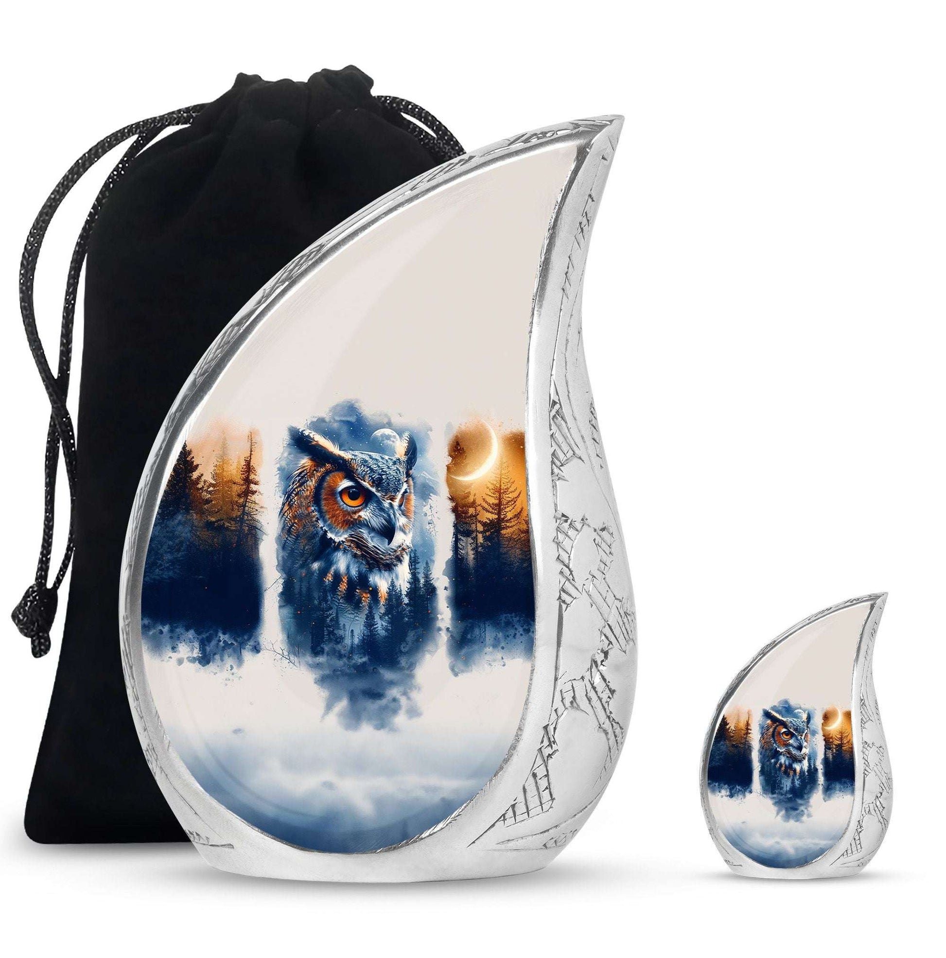 Owl Theme Large Urn With 1 Keepsake Urn