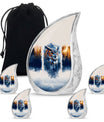 Owl Theme Large Urn With 4 Keepsake Urn
