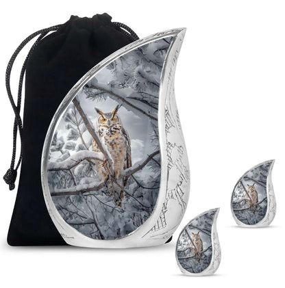 Owl Theme Large Urn With 2 Keepsake Urn