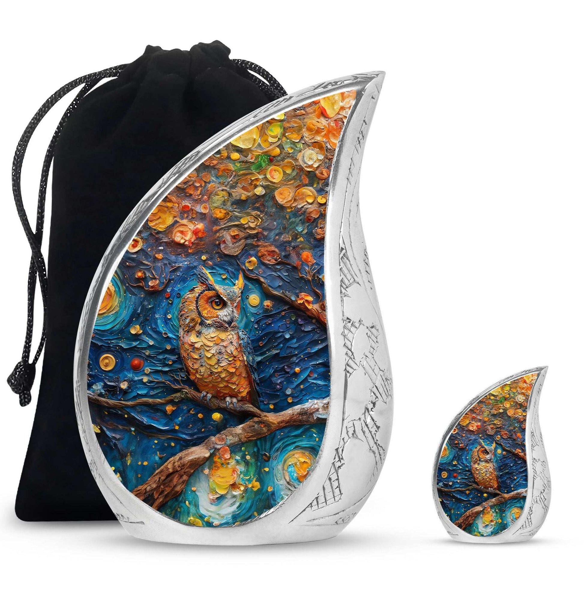 Owl Theme Large Urn With 1 Keepsake Urn