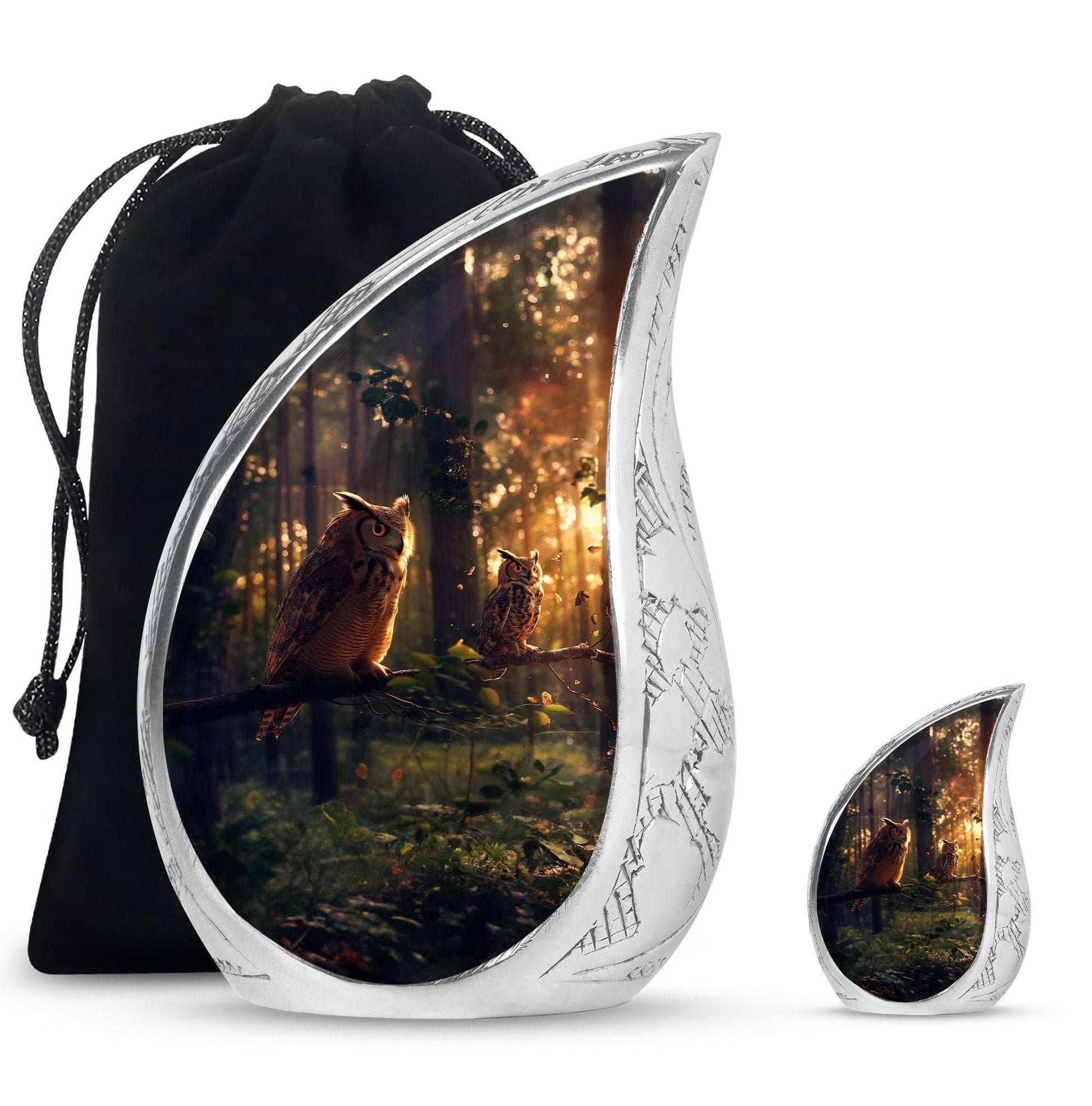 Owl Theme Large Urn With 1 Keepsake Urn