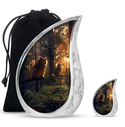 Owl Theme Large Urn With 1 Keepsake Urn