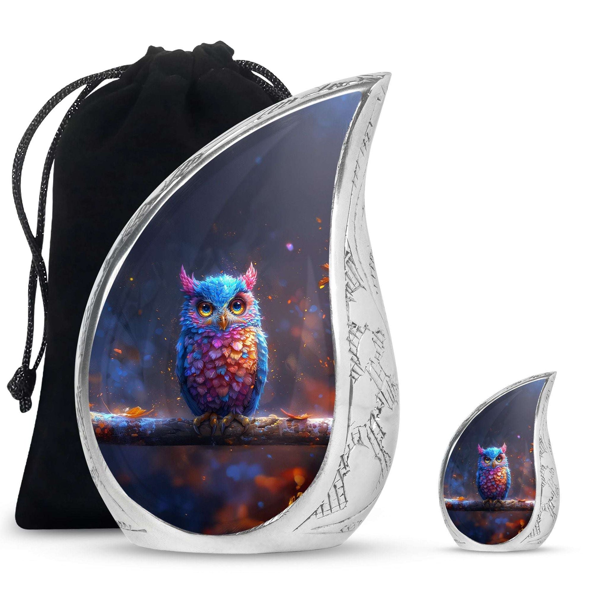 Owl Theme Large Urn With 1 Keepsake Urn