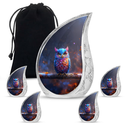 Owl Theme Large Urn With 4 Keepsake Urn