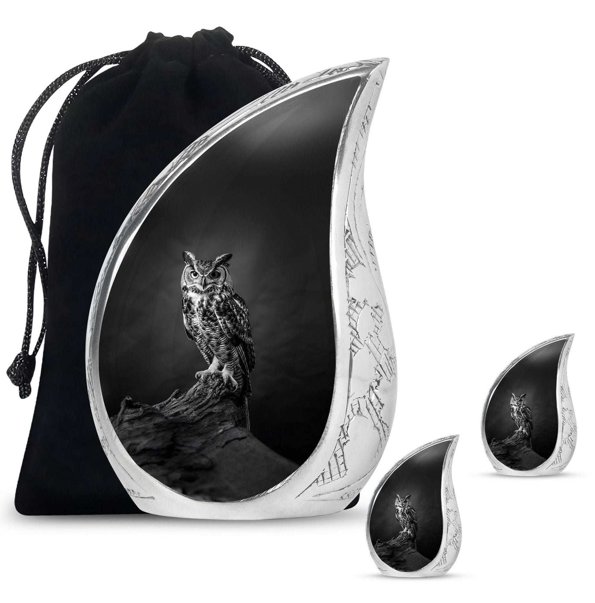 Owl Theme Large Urn With 2 Keepsake Urn