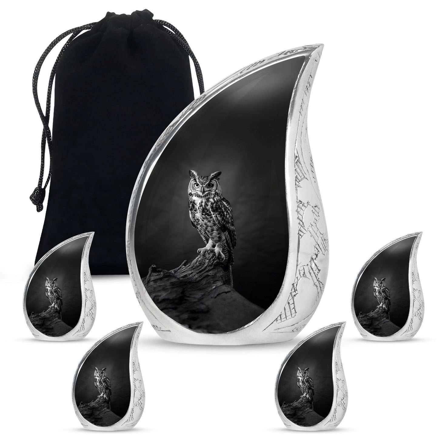Owl Theme Large Urn With 4 Keepsake Urn