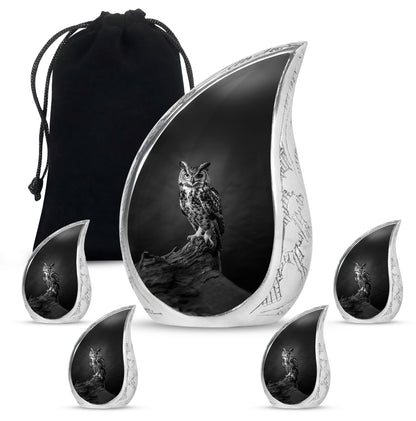 Owl Theme Large Urn With 4 Keepsake Urn