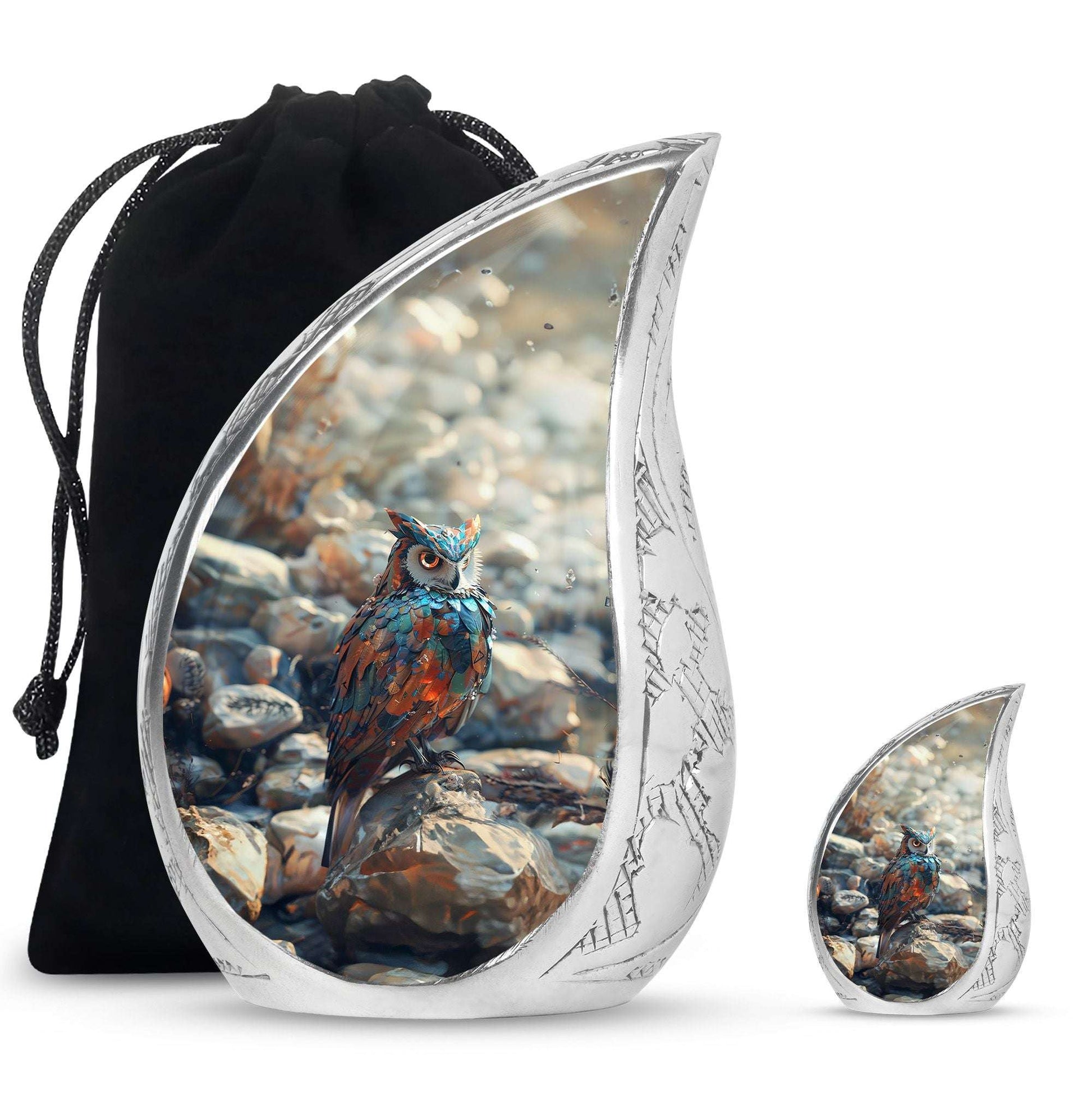 Owl Theme Large Urn With 1 Keepsake Urn