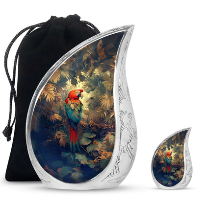 Macaw Parrot Theme Large Urn With 1 Keepsake Urn