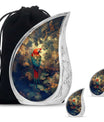 Macaw Parrot Theme Large Urn With 2 Keepsake Urn