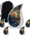 Macaw Parrot Theme Large Urn With 4 Keepsake Urn