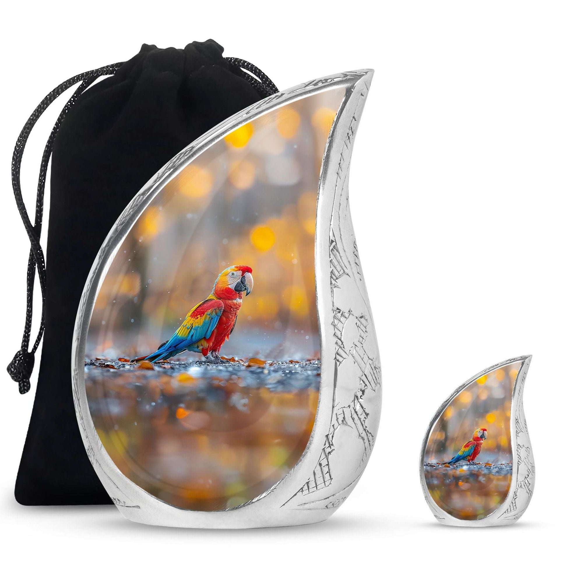 Macaw Parrot Theme Large Urn With 1 Keepsake Urn