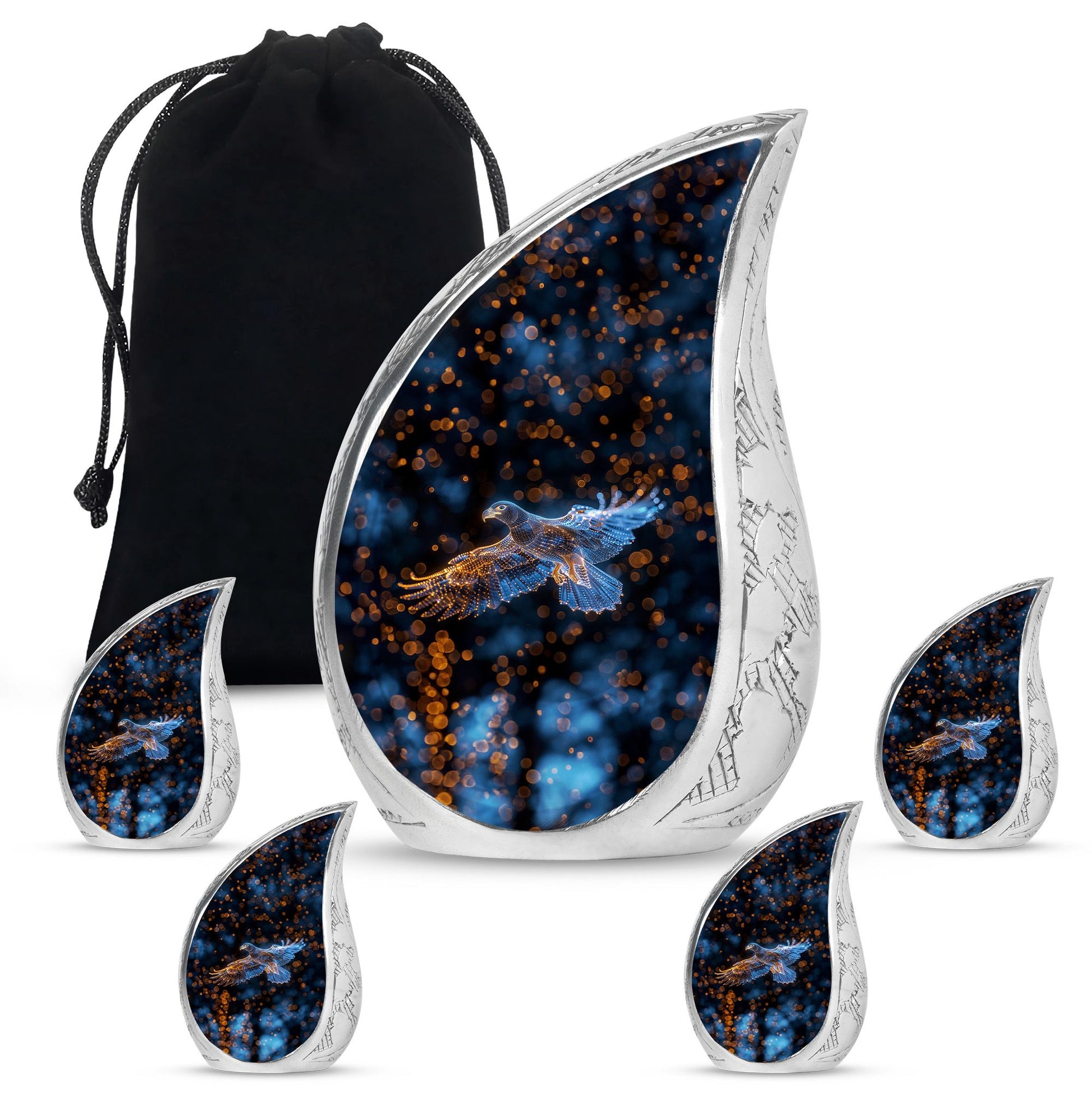 Eagle Theme Large Urn With 4 Keepsake Urn