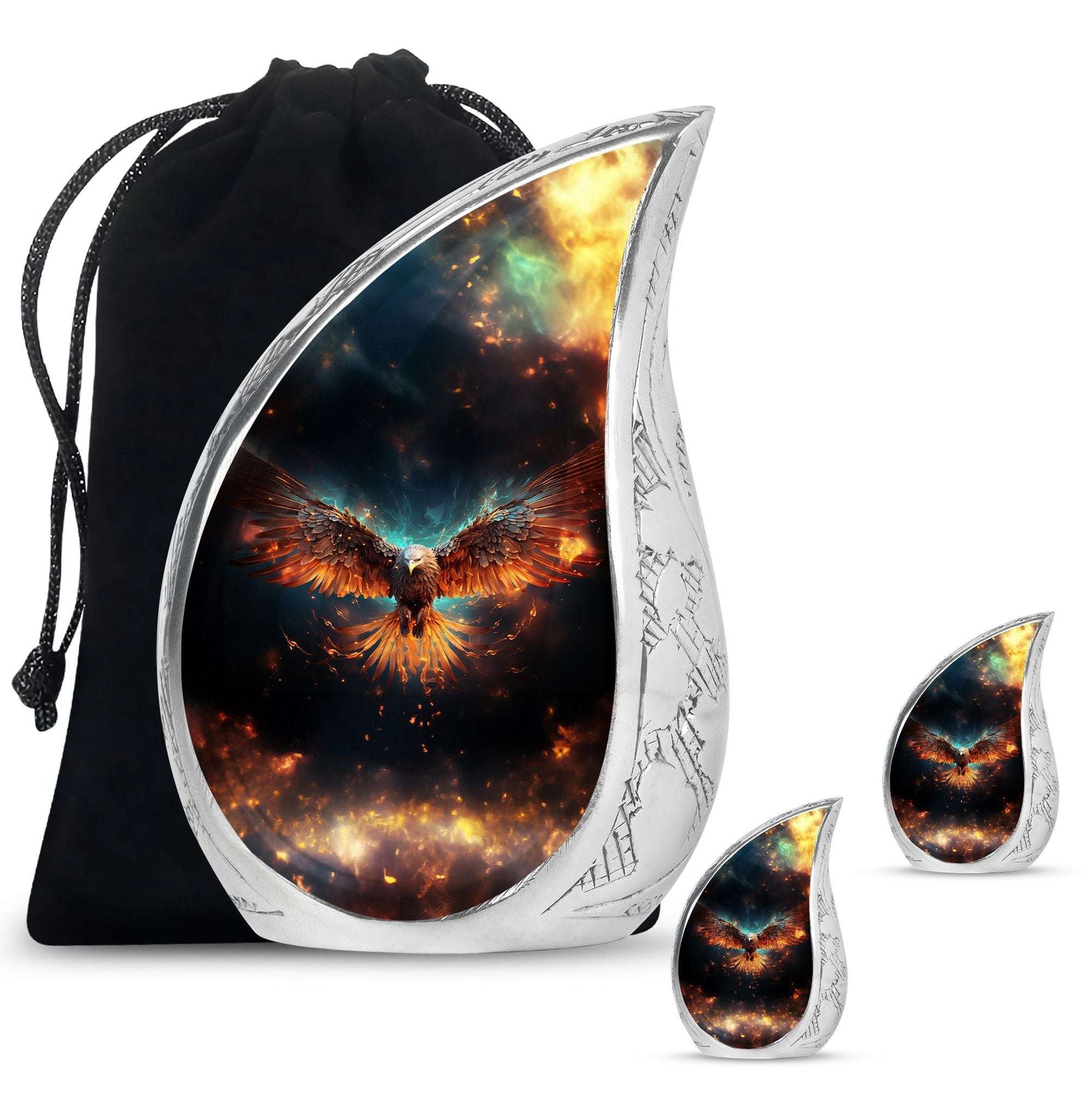 Eagle Theme Large Urn With 2 Keepsake Urn