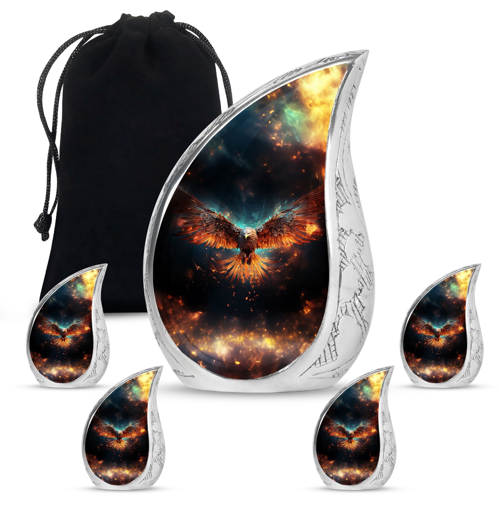 Eagle Theme Large Urn With 4 Keepsake Urn