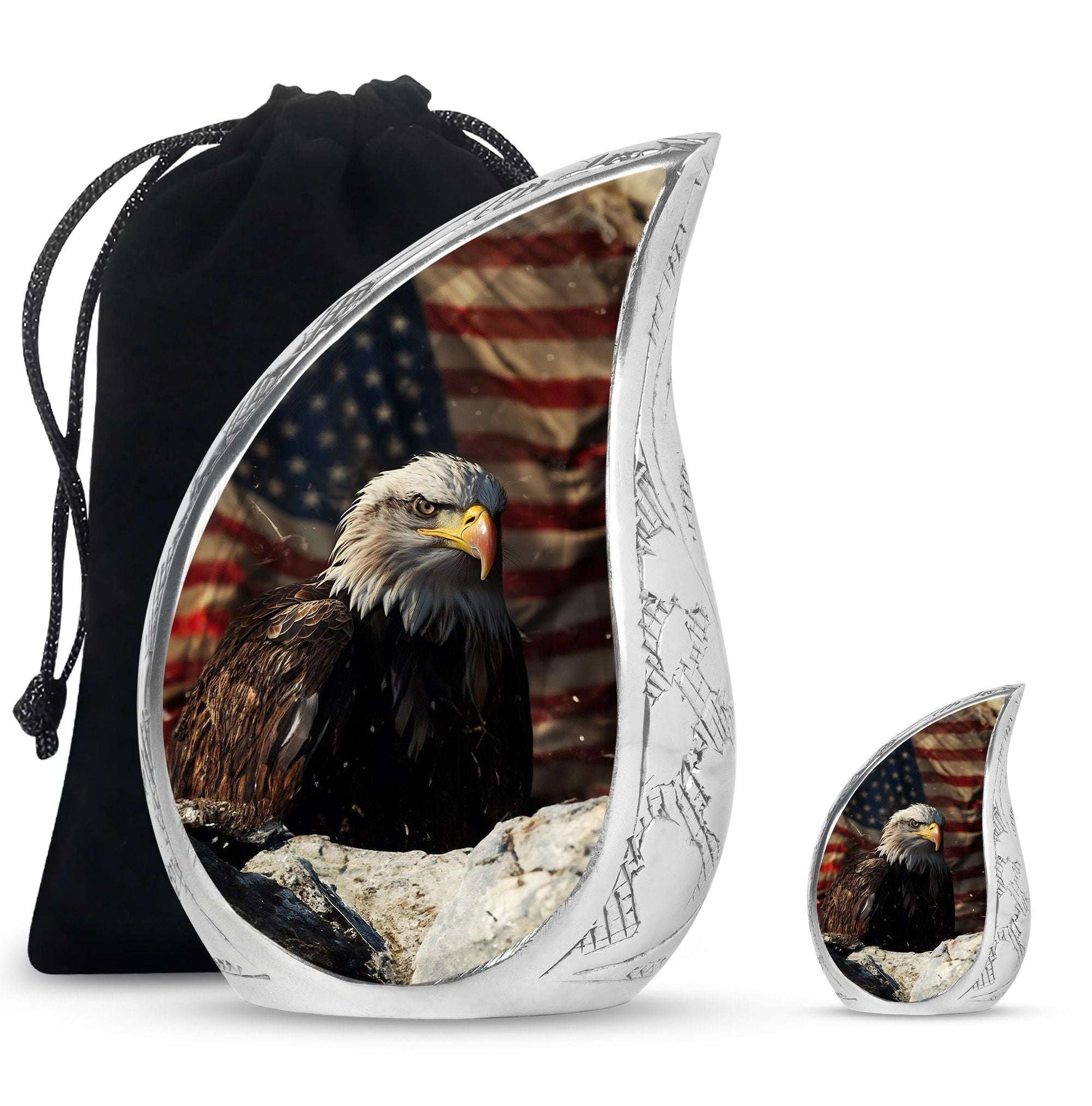 Eagle Theme Large Urn With 1 Keepsake Urn