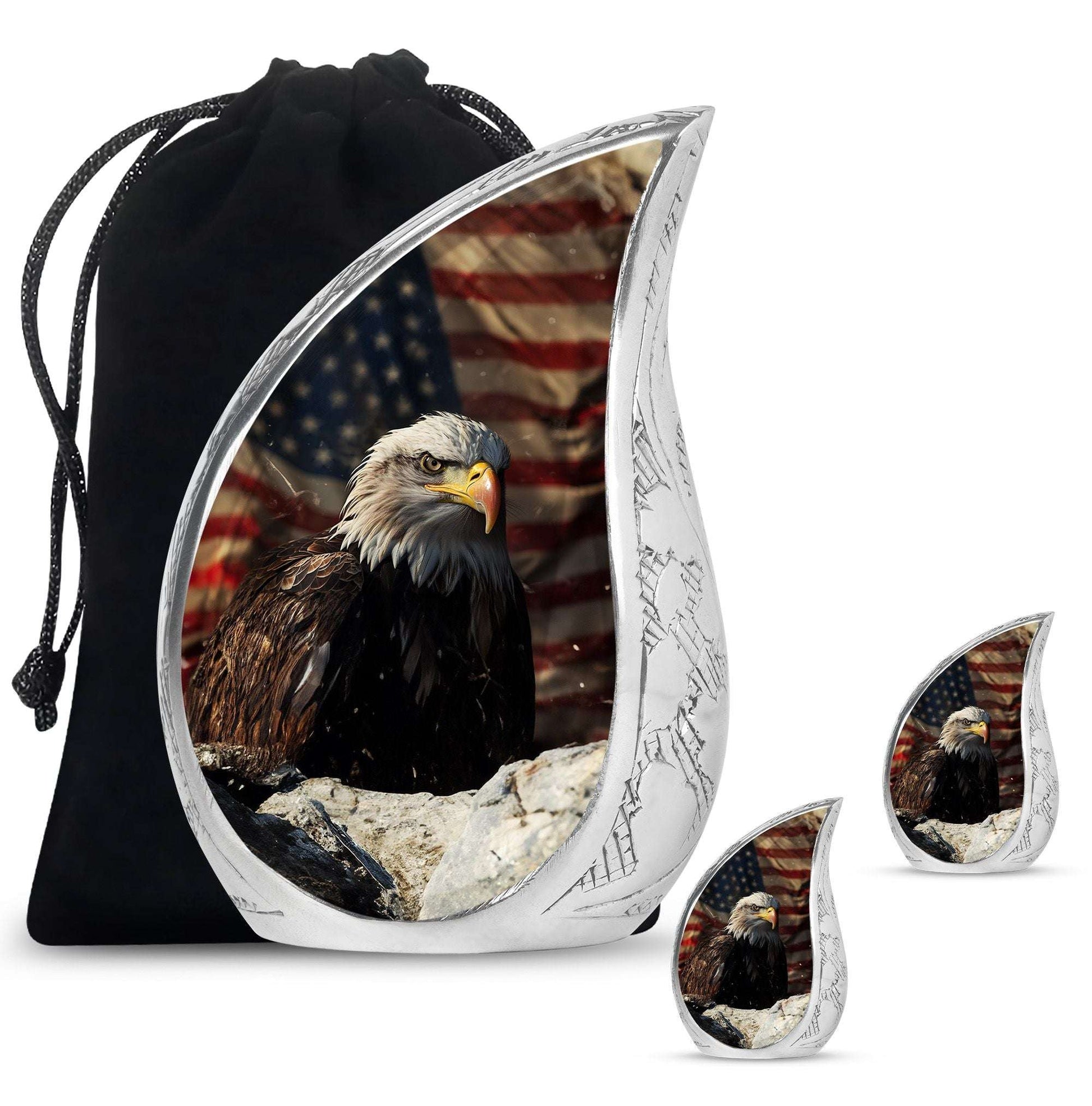 Eagle Theme Large Urn With 2 Keepsake Urn