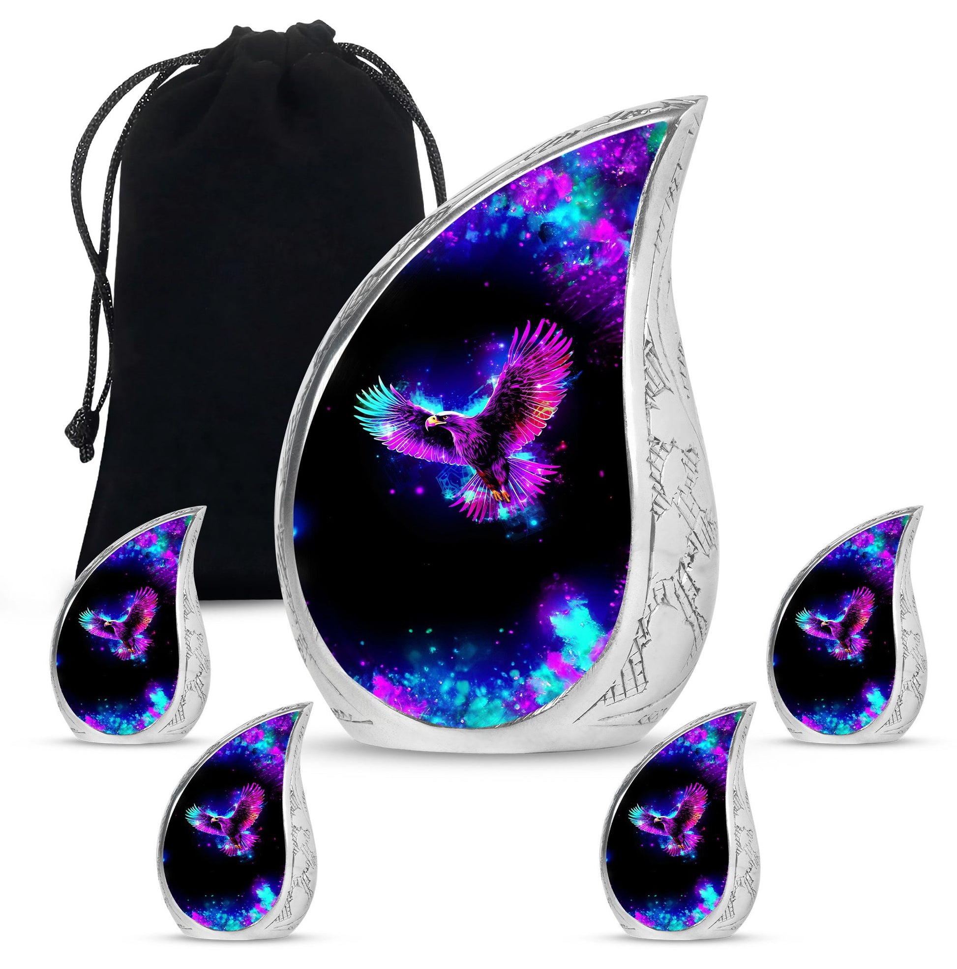 Eagle Theme Large Urn With 4 Keepsake Urn