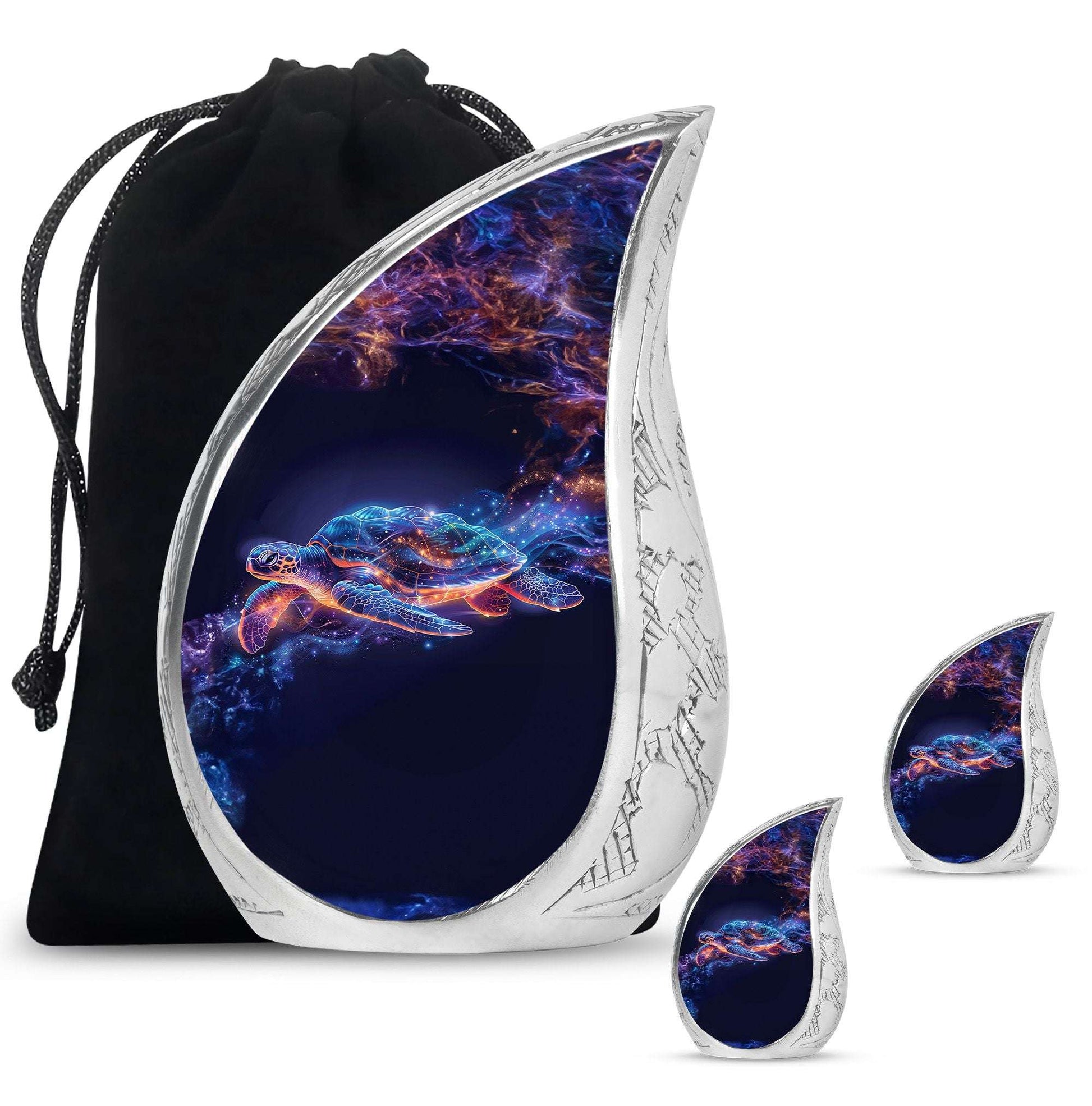 Turtle Theme Large Urn With 2 Keepsake Urn