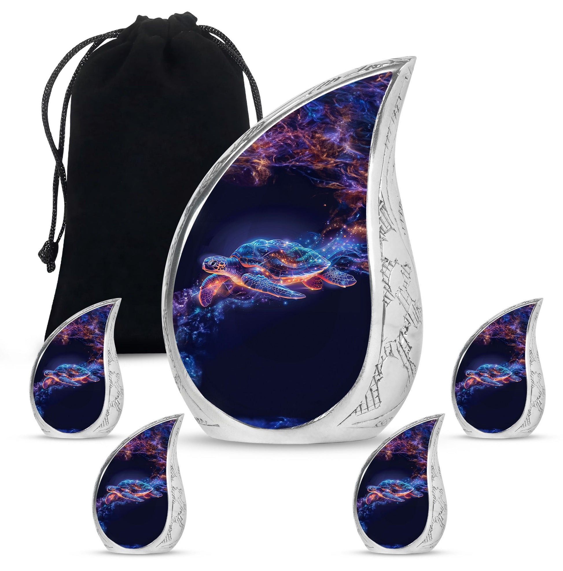 Turtle Theme Large Urn With 4 Keepsake Urn