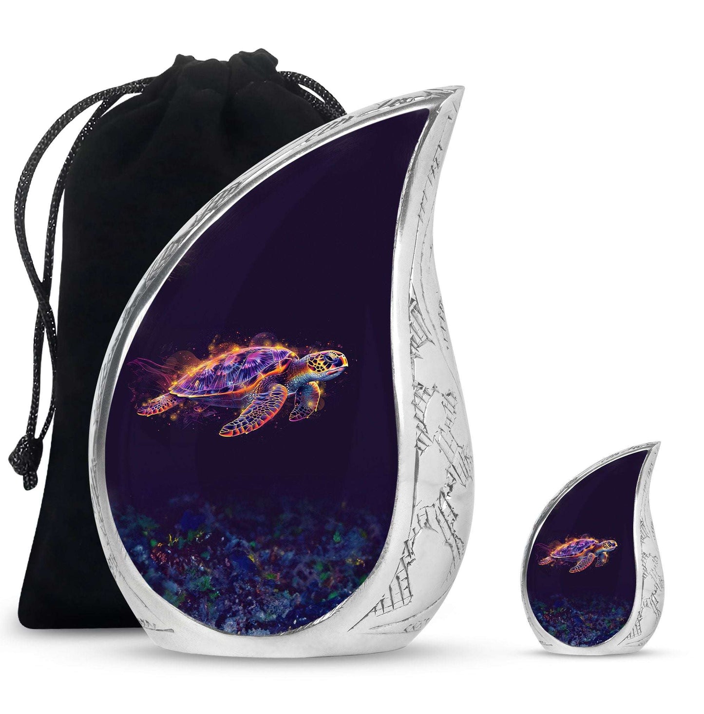 Turtle Theme Large Urn With 1 Keepsake Urn