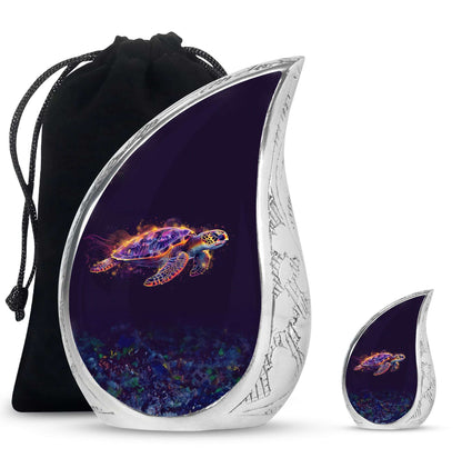 Turtle Theme Large Urn With 1 Keepsake Urn