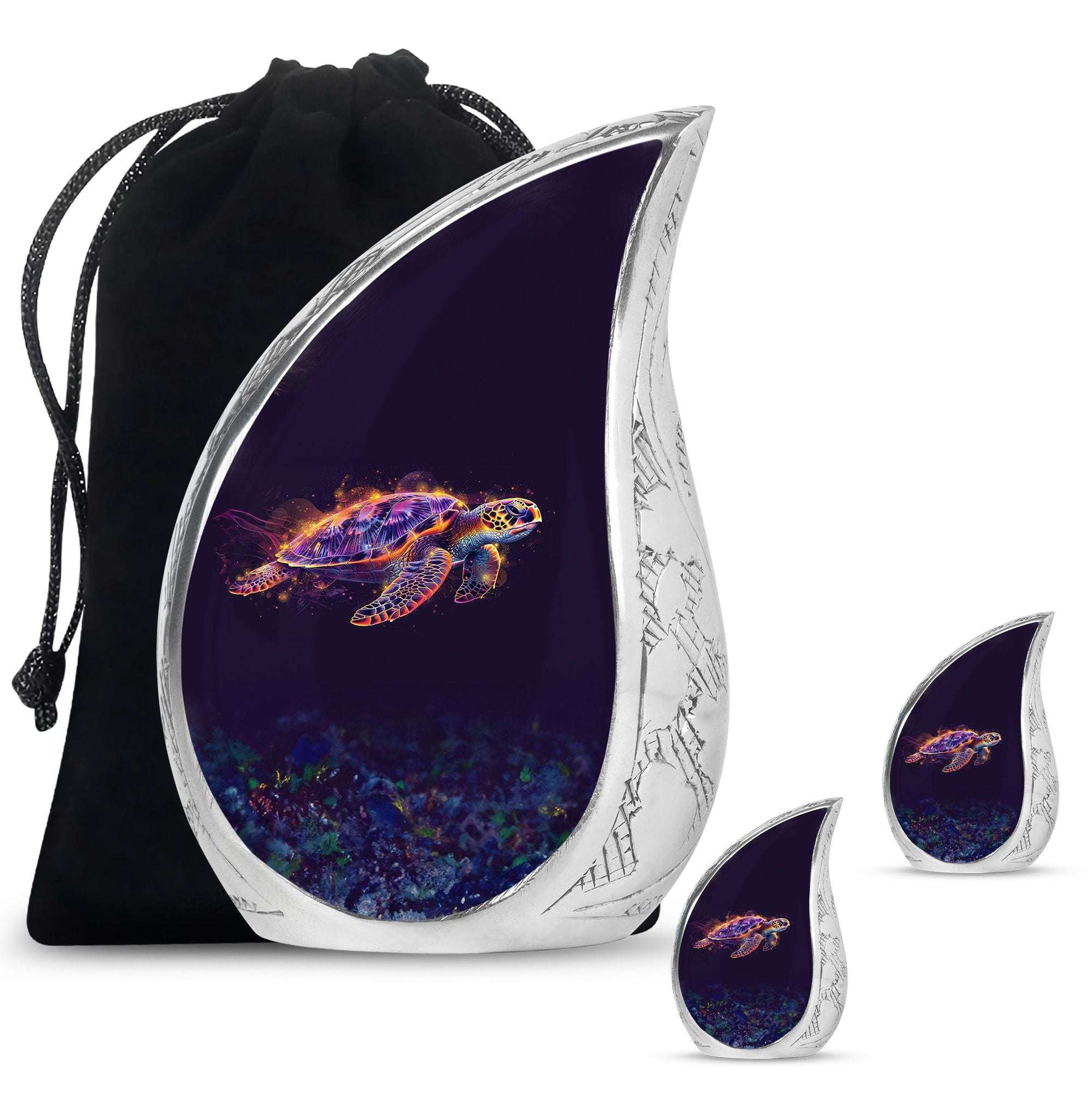 Turtle Theme Large Urn With 2 Keepsake Urn