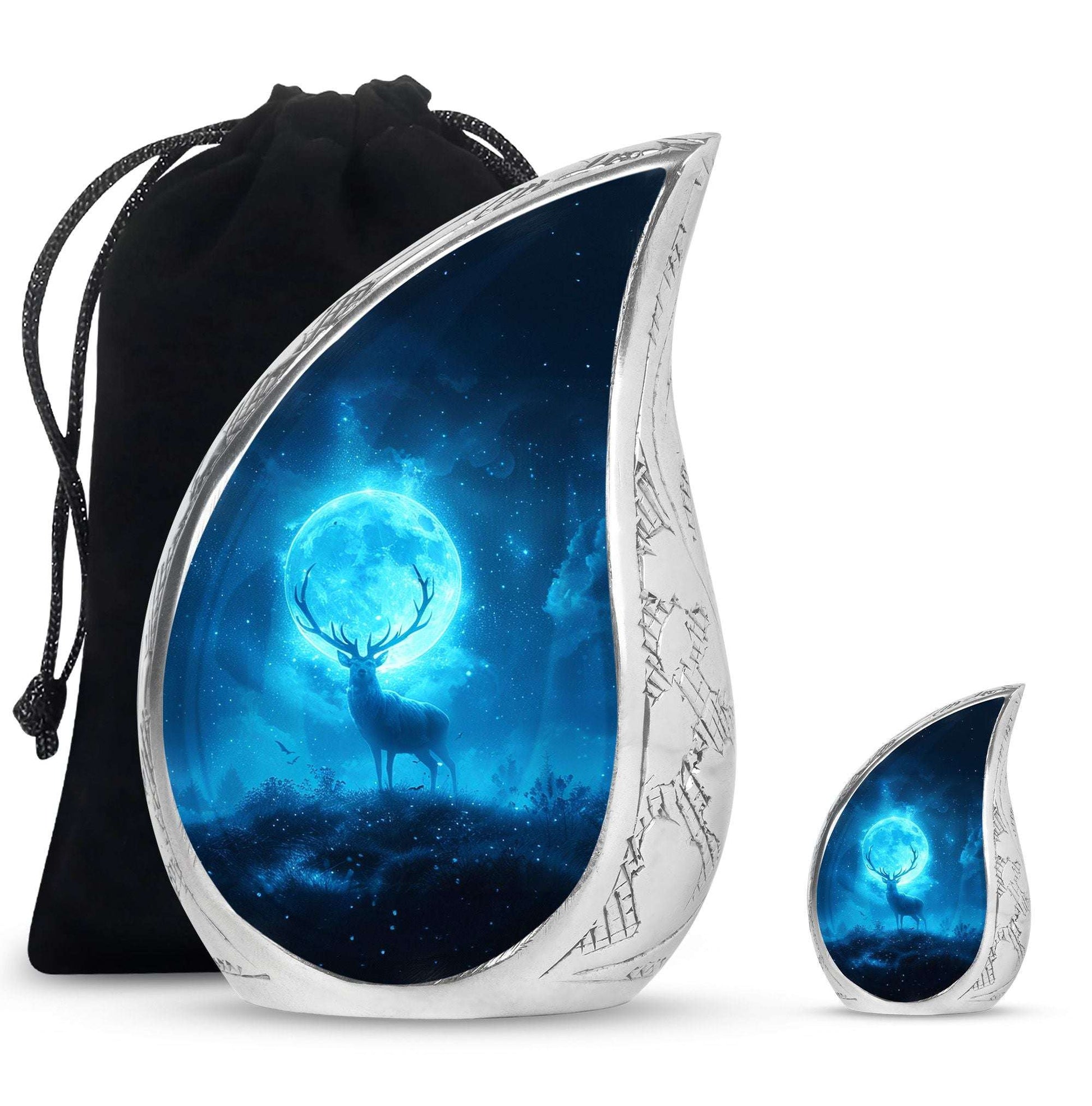 Deer Theme Large Urn With 1 Keepsake Urn