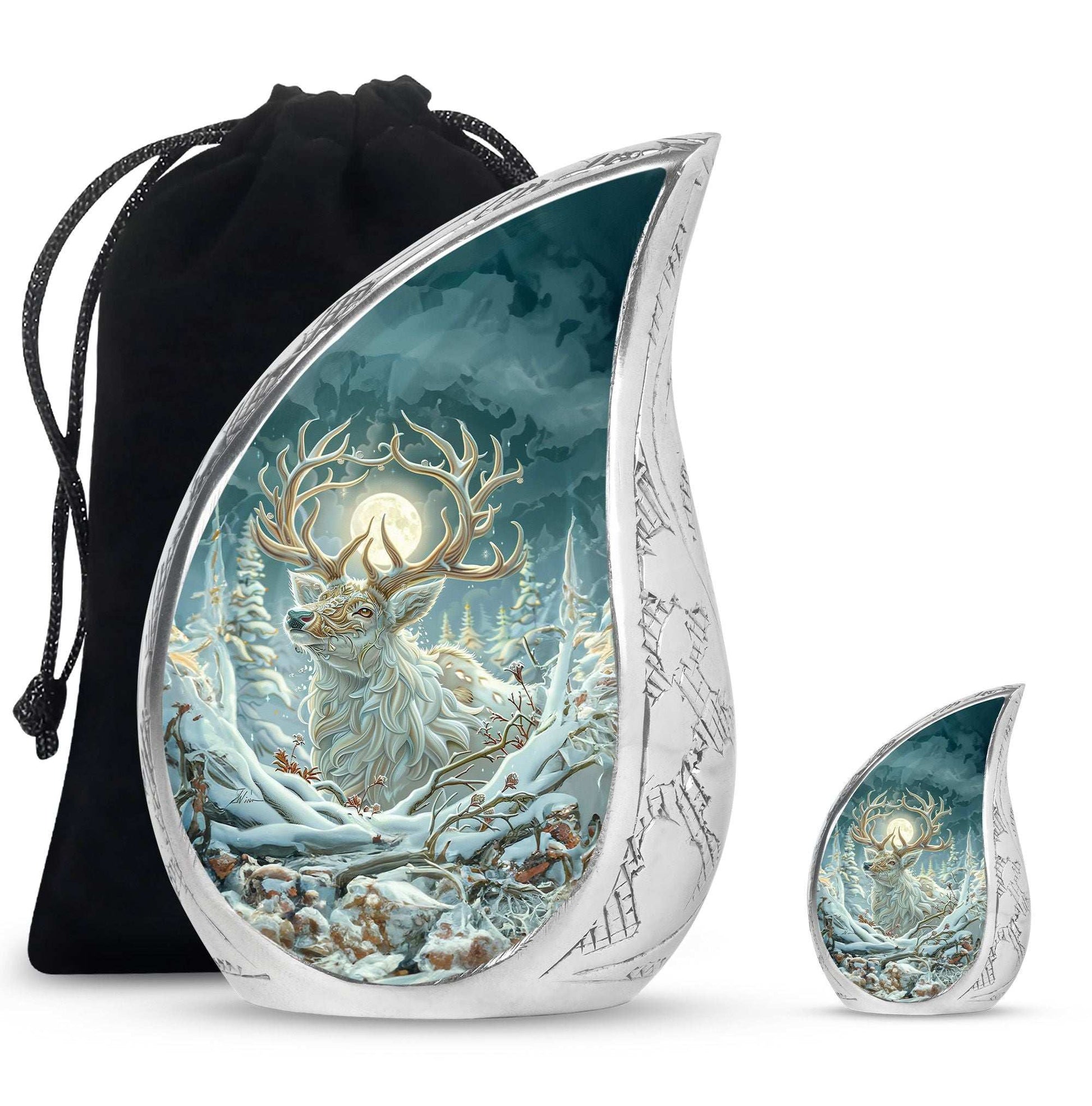 Deer Theme Large Urn With 1 Keepsake Urn