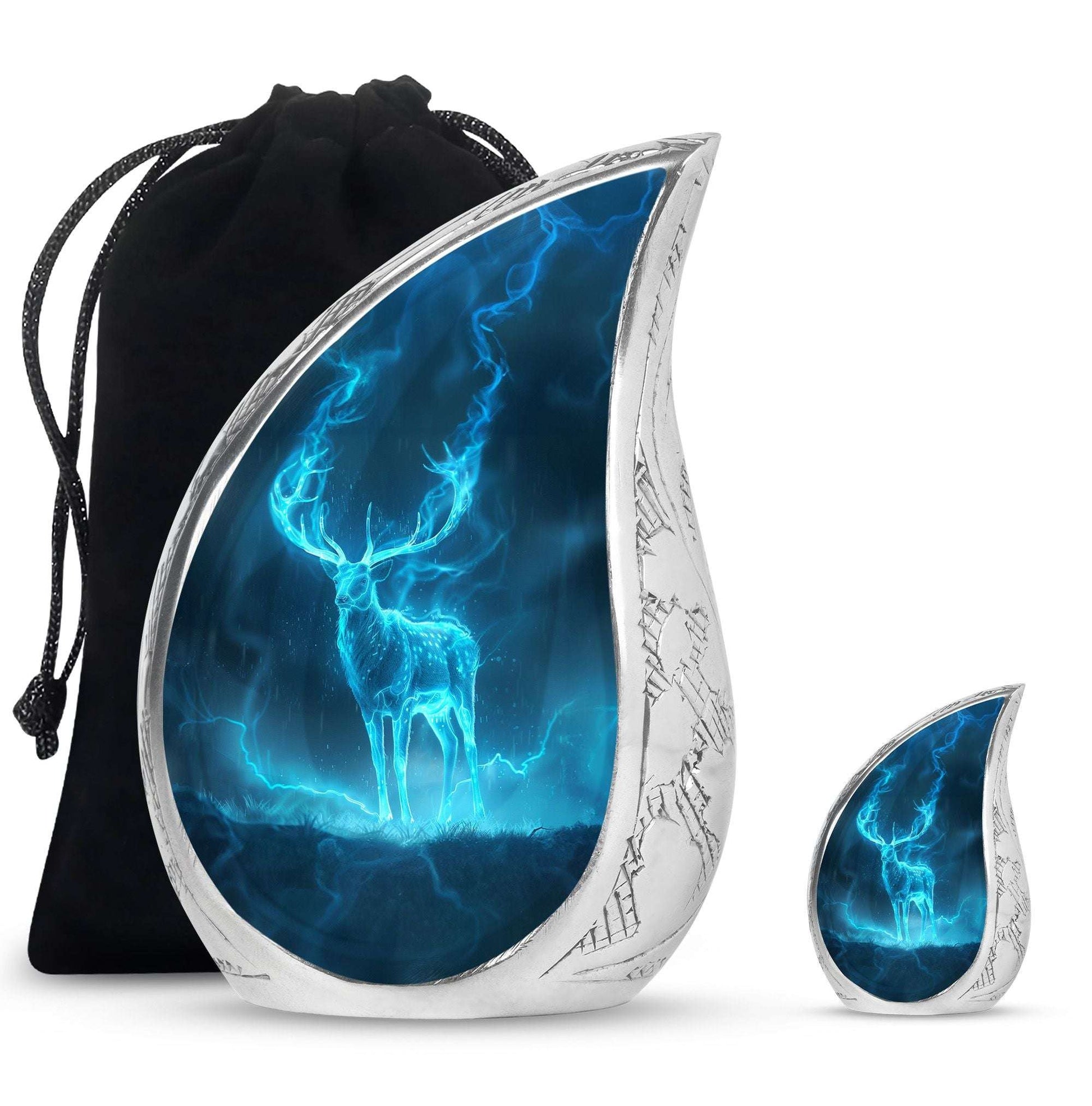 Deer Theme Large Urn With 1 Keepsake Urn