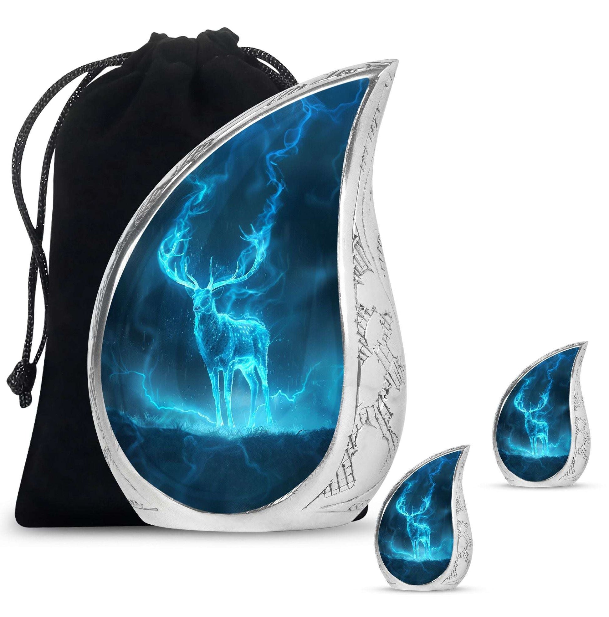 Deer Theme Large Urn With 2 Keepsake Urn