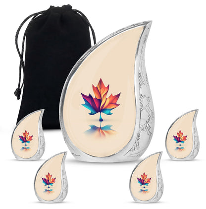 Mapple Leaf Theme Large Urn With 4 Keepsake Urn