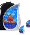 Mapple Leaf Theme Large Urn With 2 Keepsake Urn