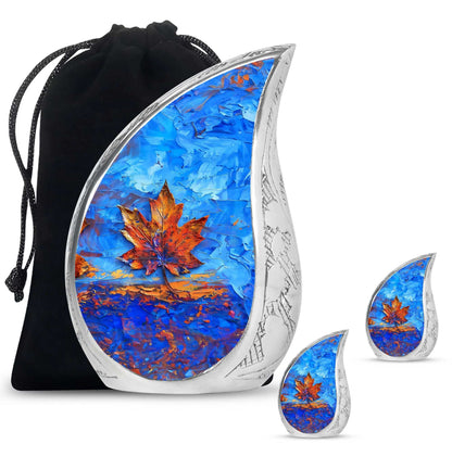 Mapple Leaf Theme Large Urn With 2 Keepsake Urn