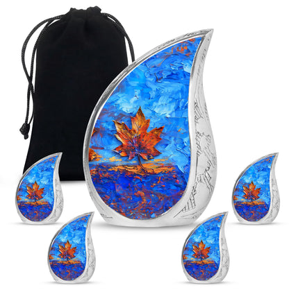 Mapple Leaf Theme Large Urn With 4 Keepsake Urn