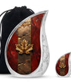 Mapple Leaf Theme Large Urn With 1 Keepsake Urn
