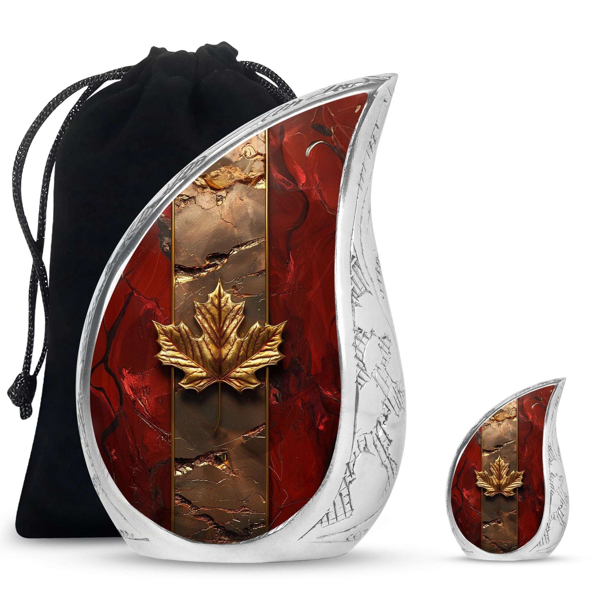 Mapple Leaf Theme Large Urn With 1 Keepsake Urn