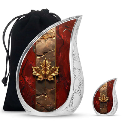 Mapple Leaf Theme Large Urn With 1 Keepsake Urn