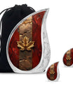 Mapple Leaf Theme Large Urn With 2 Keepsake Urn