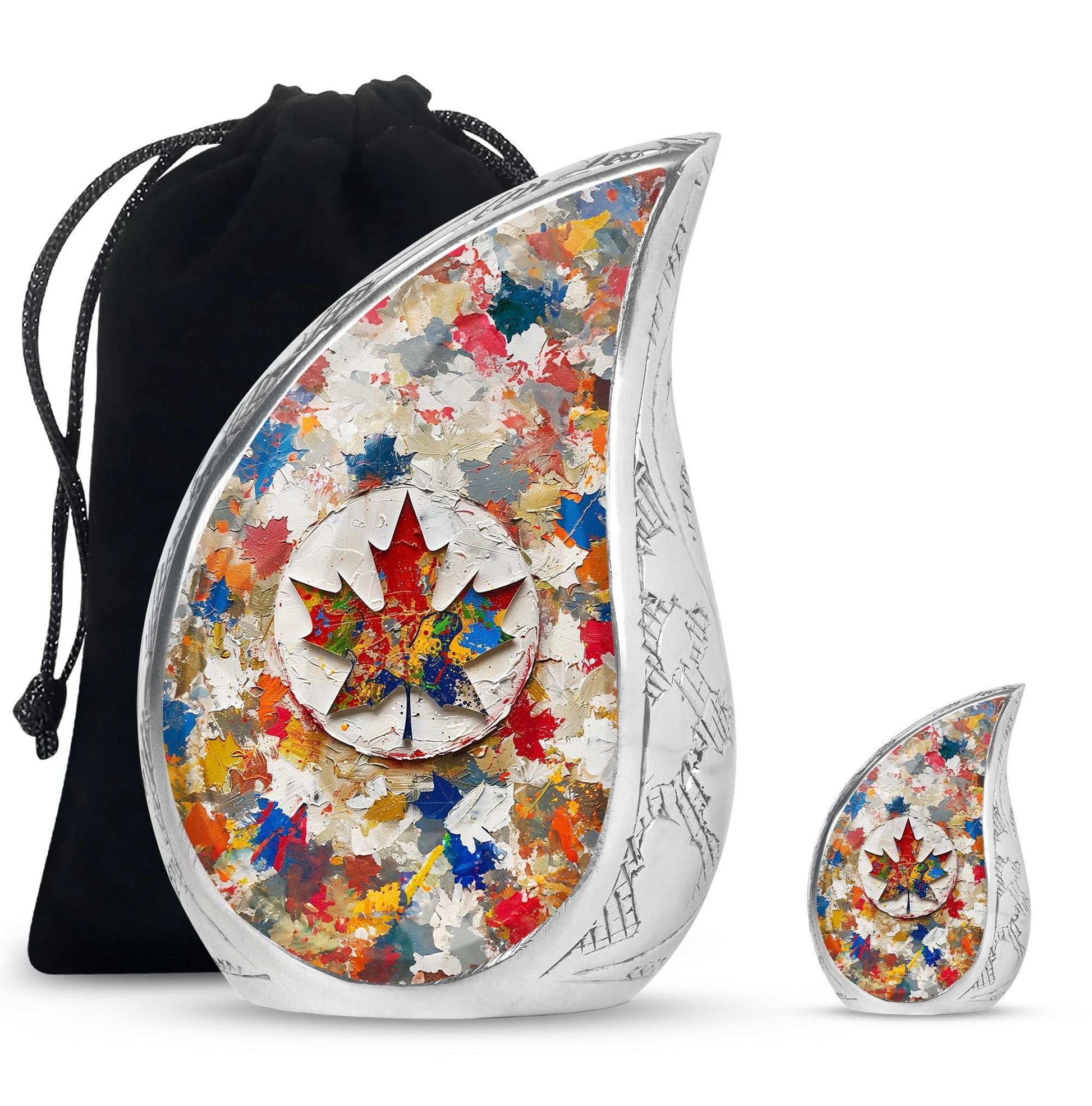 Mapple Leaf Theme Large Urn With 1 Keepsake Urn