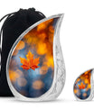 Mapple Leaf Theme Large Urn With 1 Keepsake Urn